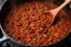 Simmering the Chili Until Thick