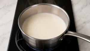 Warming Evaporated Milk in a Saucepan