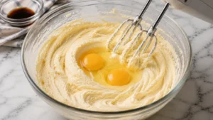 Adding Eggs and Vanilla to the Batter