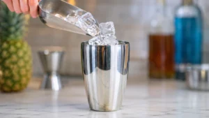 Filling the Cocktail Shaker with Ice