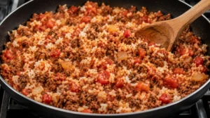 Mixing Rice with the Beef Filling