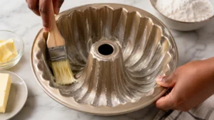 Preparing the Bundt Pan for Baking