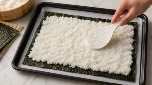 Preparing the Nori and Rice Base