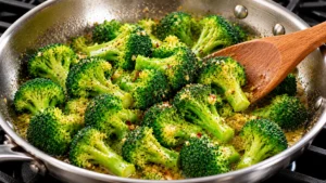 Seasoning Broccoli in Garlic Butter