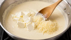Adding the Cream Cheese and Parmesan