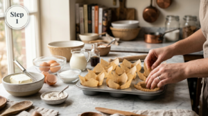 Basque Cheesecake Cupcakes Recipes Steps (1)