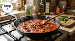 Pasta Arrabiata Med Bacon Recipe Steps (4)