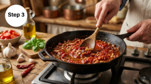 Pasta Arrabiata Med Bacon Recipe Steps (5)