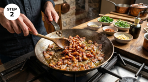 Pasta Arrabiata Med Bacon Recipe Steps (6)