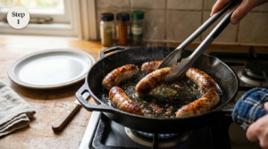 slow cooker sausage casserole recipe steps (1)