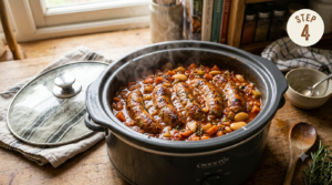 slow cooker sausage casserole recipe steps (3)